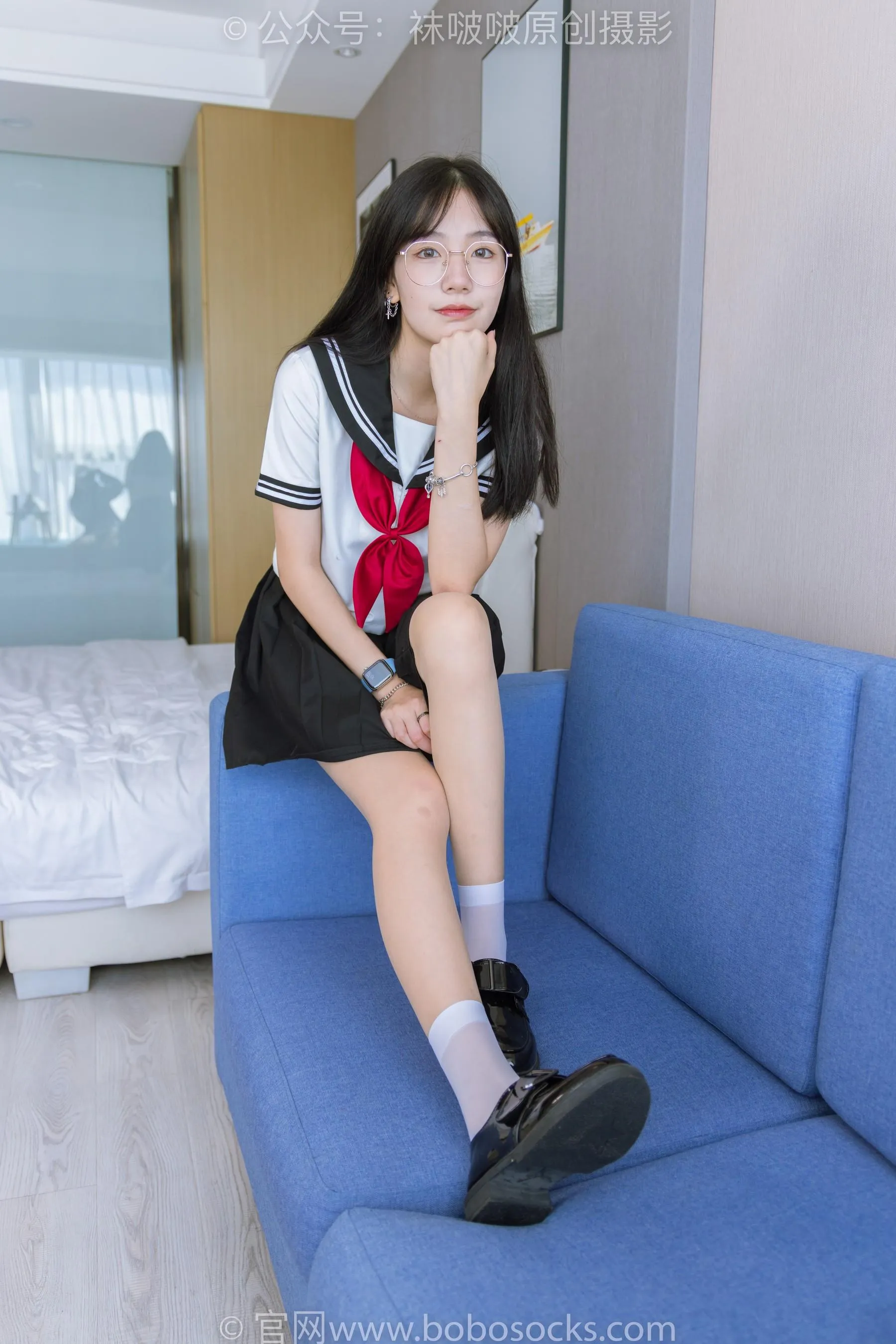 [BoBoSocks袜啵啵]NO.197 小甜豆-皮鞋、短白丝、肉丝、jk制服 [87P]插图2